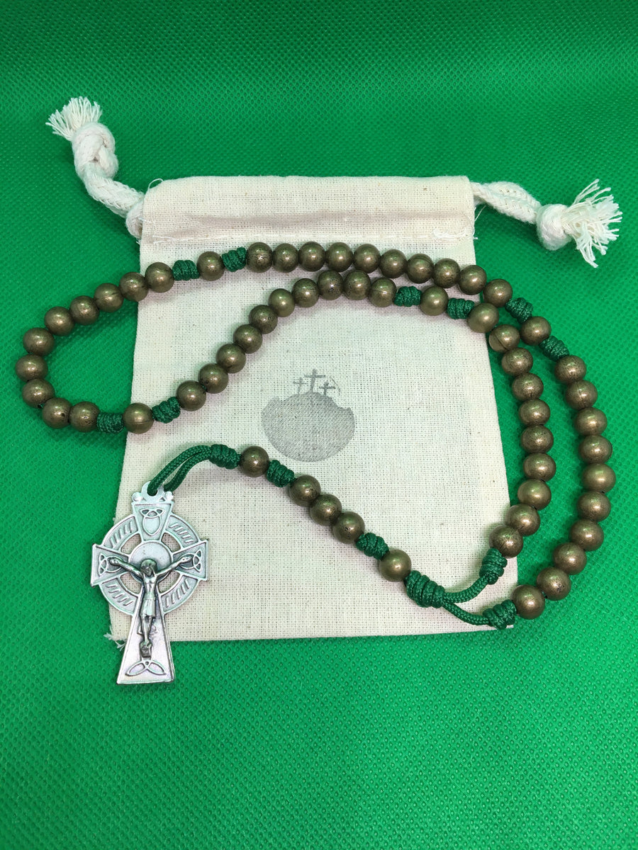 Irish St. Patrick Rosary | Kelly Green Paracord & Celtic Crucifix